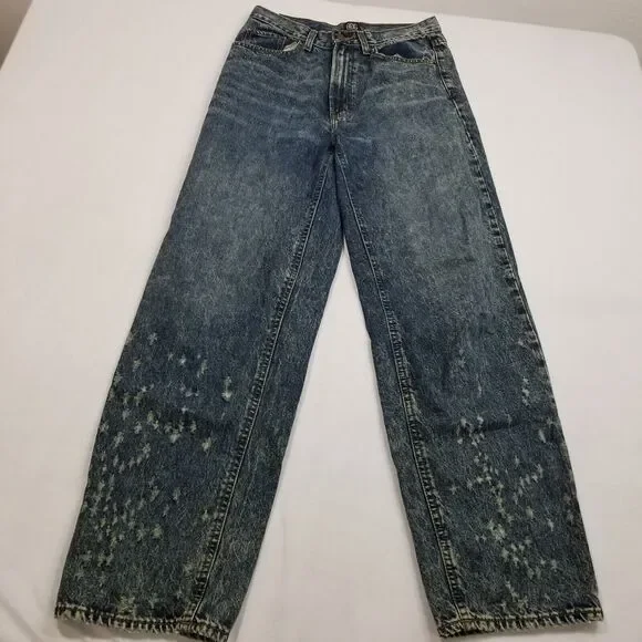 Urban Outfitters BDG Jeans Womens 29 Blue High Rise Baggy Skater Acid Distressed - Picture 12 of 12